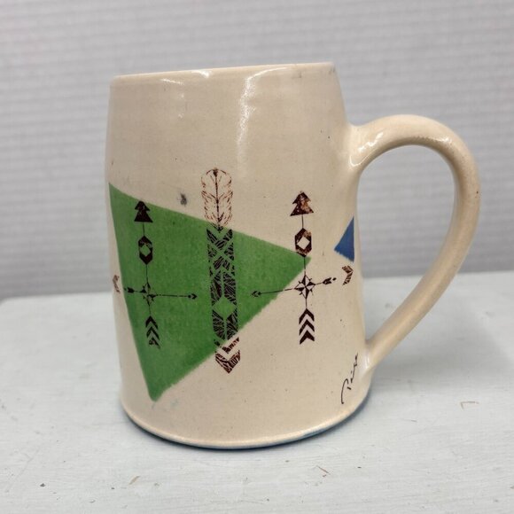 Paige Coull Signed Handmade Pottery Mug Nature Inspired Wolf Woods RARE 12 oz - Picture 2 of 14